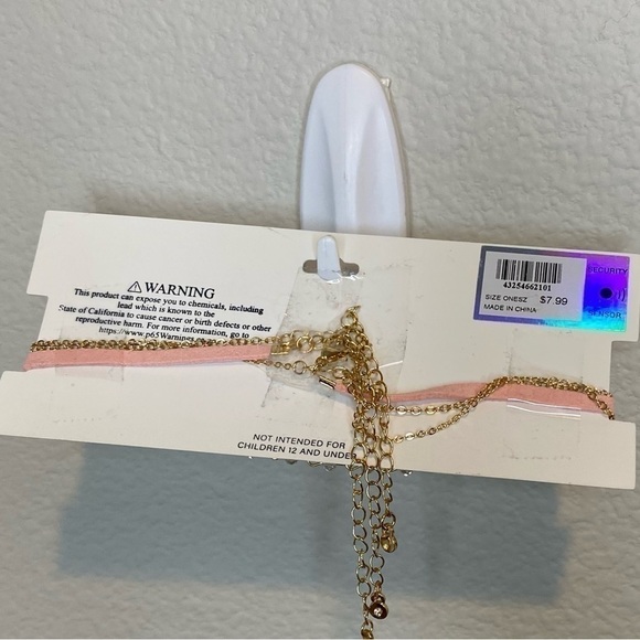 NEW Full Tilt 3 Piece Choker Necklace Set Butterfly Flower Pink Gold Whimsigoth - Picture 3 of 5